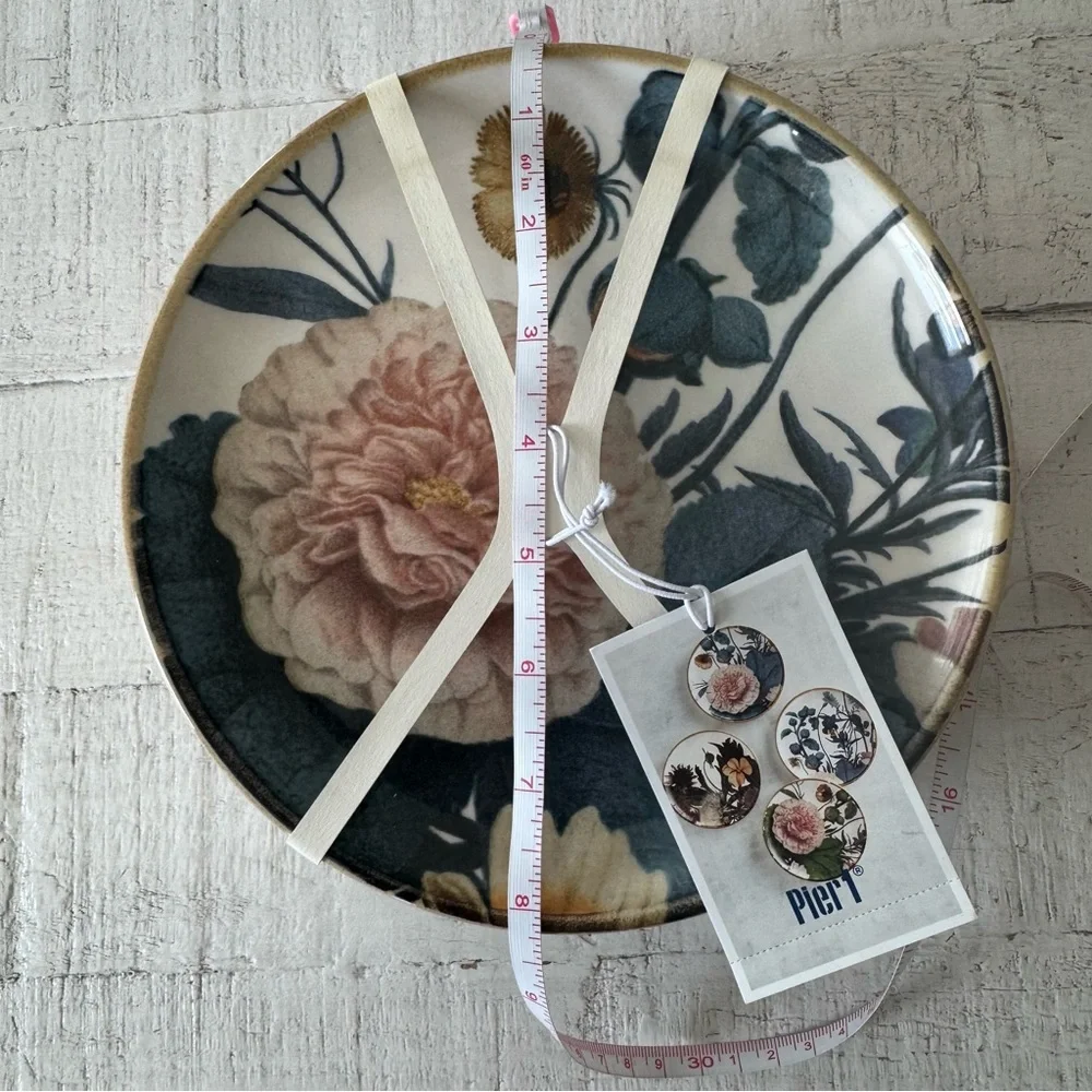Pier 1 Imports Moody‎ Blooms NWT Set of 4 Salad Plates Floral Ceramic Plate